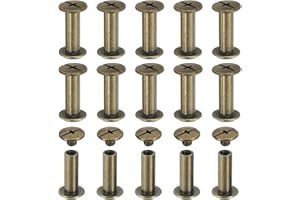 PATIKIL Chicago Screws, 60set M5 x 15mm Carbon Steel Phillips Head Screw Rivets Binding Screws Post Nail Rivet for Leather Belt Bag Backpack Craft Bookbinding, Bronze Tone