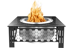 Larrik Fire Pit Surround Tabletop for Solo Stove Bonfire Yukon Ranger 2.0, Accessories for Solo Stove Mesa, Large Surround Table for Stove with Diameter Less Than 27", Square Metal Black