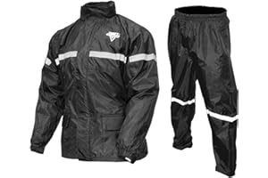 NELSON-RIGG Nelson Rigg Stormrider Rain Suit; 100% Waterproof, Pants and Jacket Included with Reflective Striping (Black, X-Large)