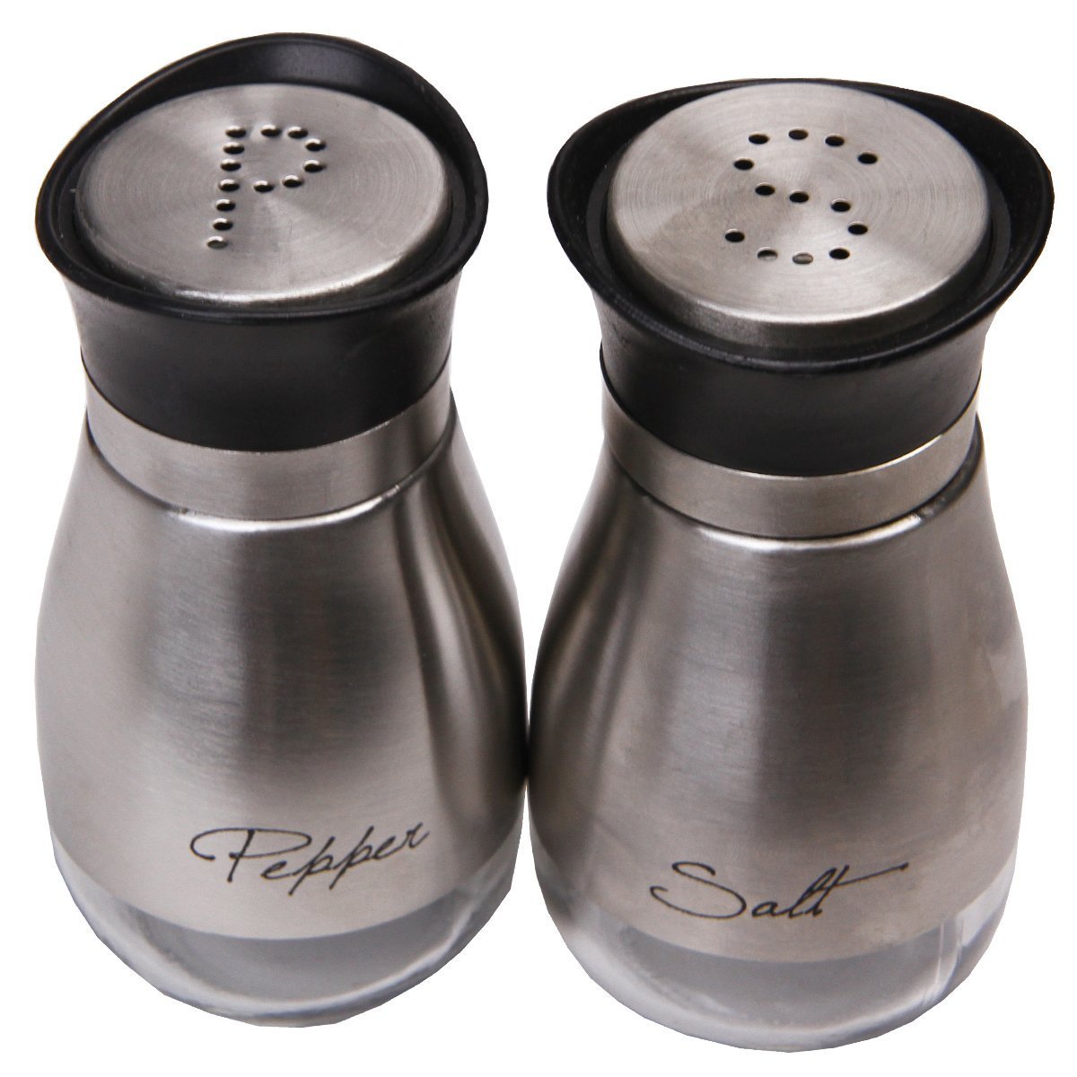 Salt And Pepper Shakers Set High Grade Stainless Steel With Glass