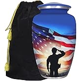 M MEILINXU Cremation Urn for Ashes Adult Male & Female, Urns for Human Ashes Adult Man & Women, Funeral Decorative or Burial, Patriotic Flag, Veteran, Military Urns Army - Full Size