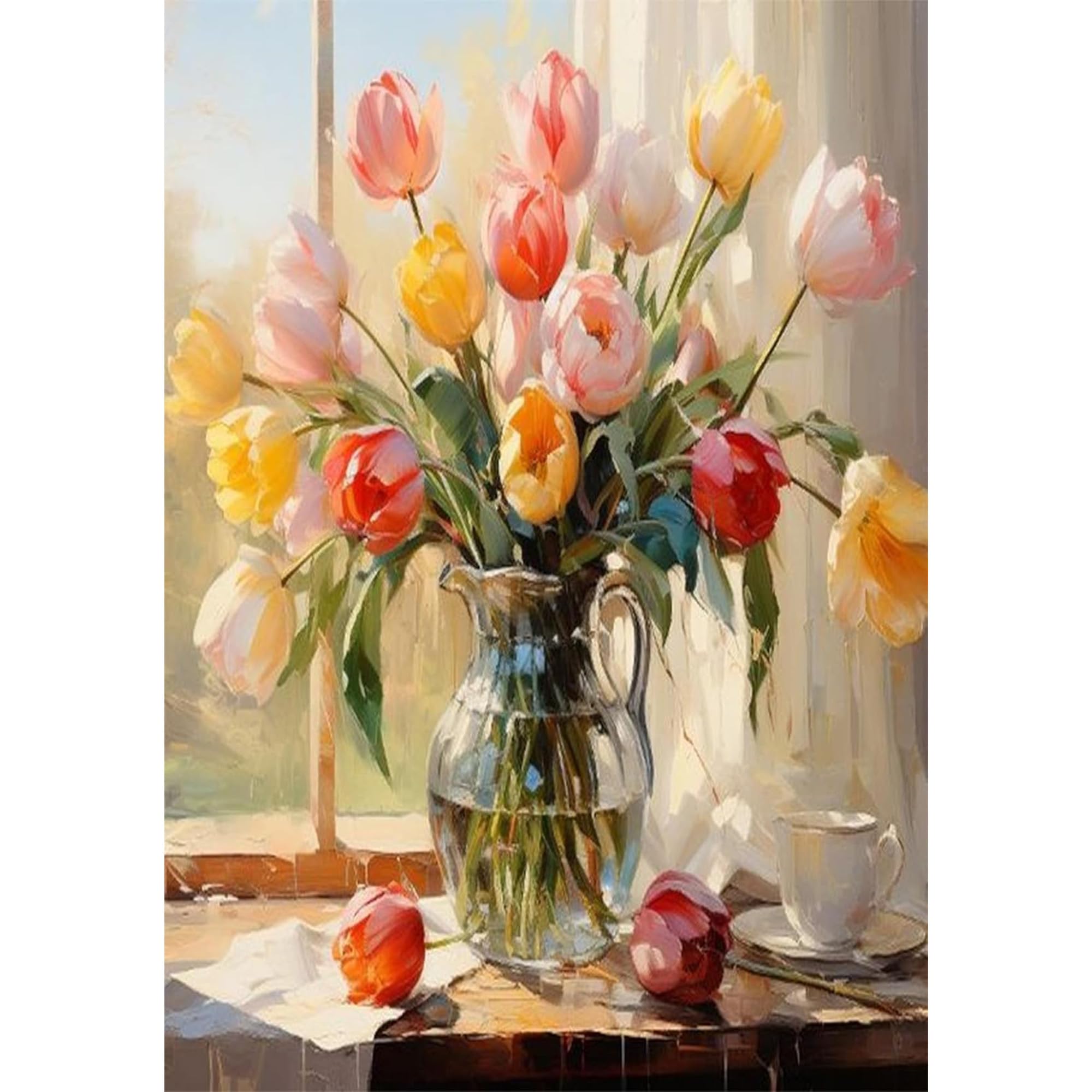 Arttoplus Flowers Paint by Numbers for Adults Beginners-Flowers Adult Paint by Numbers Canvas Kits,Painting by Numbers for Adults for Gift Home Wall Decor(16x20inch)