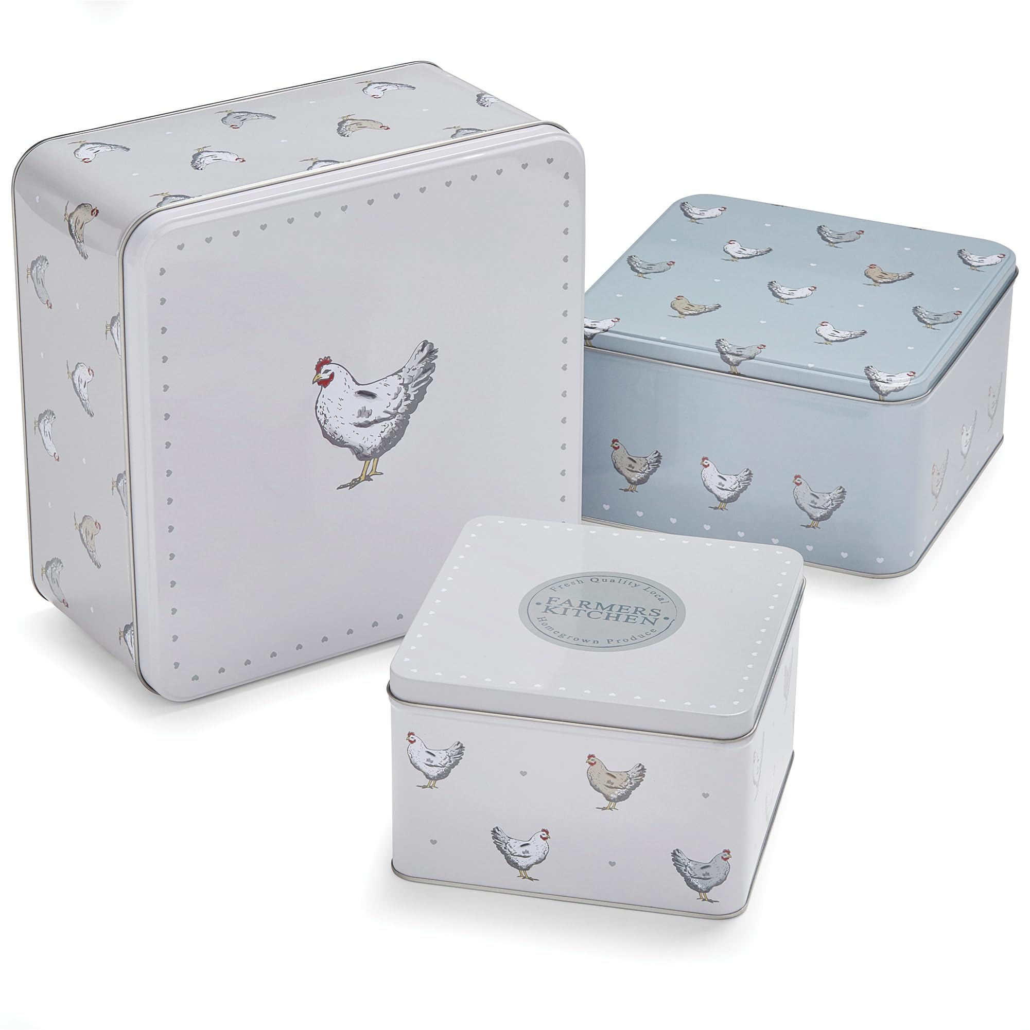 Cooksmart England Set of 3 Cake Storage Tins | British Designed Nesting Cake Tins for Cakes & Biscuits | Cake Tin/Biscuit Tin Available as Square Cake Storage Tin or as Round Cake Storage Tin