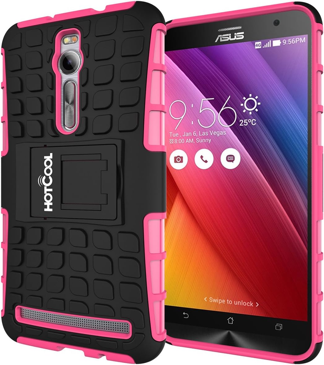 ASUS ZenFone 2 ZE550ML/ZE551ML Case - HOTCOOL Heavy Duty Rugged Dual Layer Armor with Kickstand Cover Case For ASUS Zenfone 2 ZE550ML/ZE551ML(Will Not Fit ZE500CL Model), Hot Pink