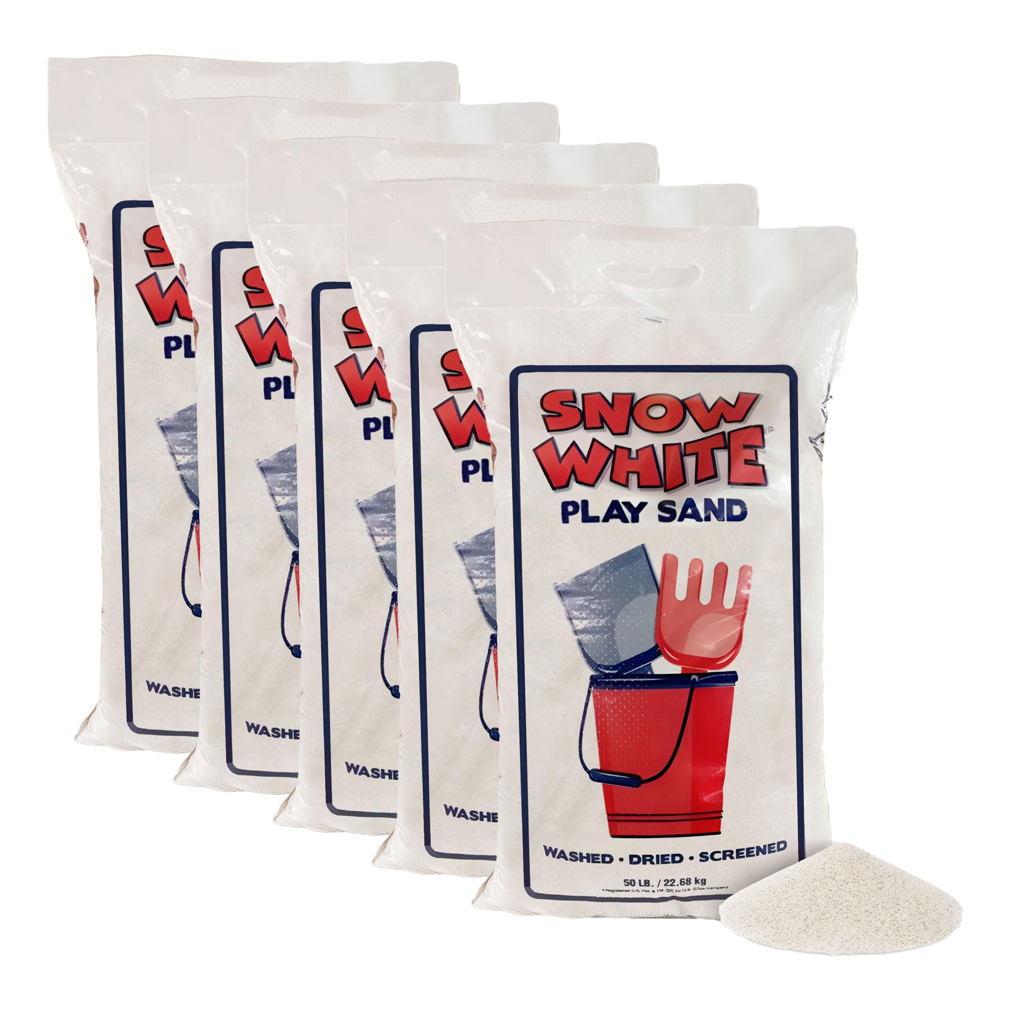 U.S. Silica 5 Pack Large 50 Pound Play Sand, Finely Graded, Fully Washed and Easy to Use for Children's Art, Trays, and Sandbox