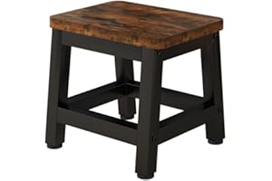 IBUYKE Small Step Stool for Adults Kids, Wooden Bedside Step Stool for High Beds, Non-Slip Stepping Foot Stool with 330 Lbs Capacity for Bedroom Livingroom Bathroom Kitchen, Rustic Brown TBD003H