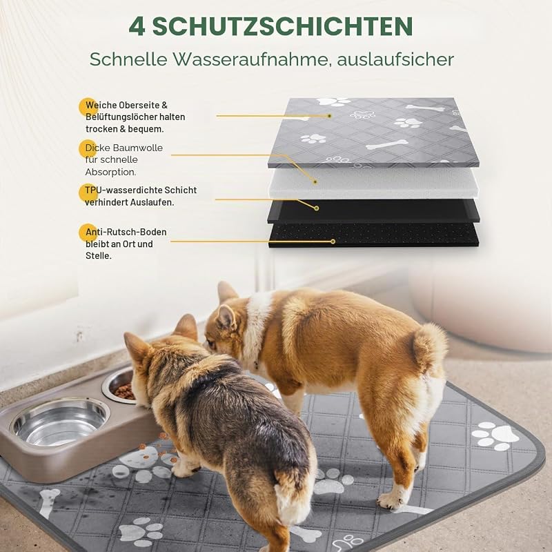 2er 60×50 cm Extra Saugstark und Dick Welpenunterlagen waschbar Wiederverwendbare Hundetrainingspads Auslaufsicher und rutschfest Puppy Pads für Welpentraining Hunde Katzen Kaninchen