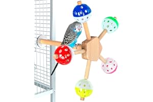 OIIBO Bird Toy Rotating Perch Toy with Bell Balls, Puzzle Parrot Toys Bird Cage Toys Boredom Reducing Bird Foraging Toys for Cockatiel, Parakeets, Parrots, Budgies, Lovebird, Conures