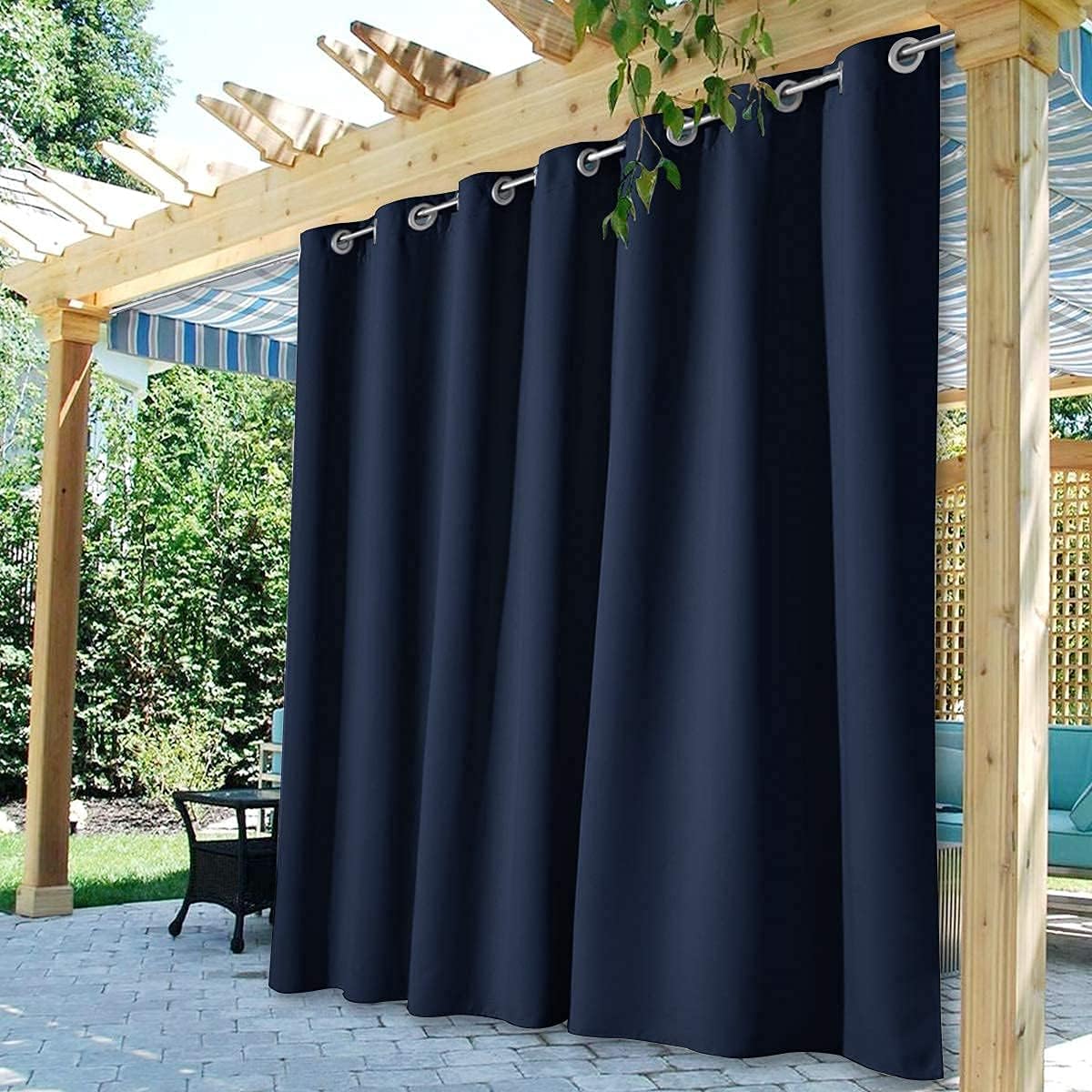 Outdoor Curtains - StangH Outdoor Curtains Extra Wide - 100 x 84 inches Patio Waterproof Curtains, Grommet Blackout Thermal Insulated Drapes for Porch/Pergola/Lanai, W100 x L84, Navy Blue, 1 Panel