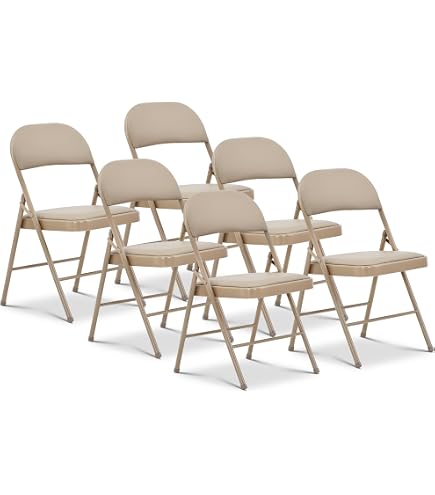 2-Pack Heavy-Duty Folding Chairs – Beige Vinyl Padded, Triple-Braced Steel Frame, Holds 300 Lbs, For Indoor/Outdoor Events