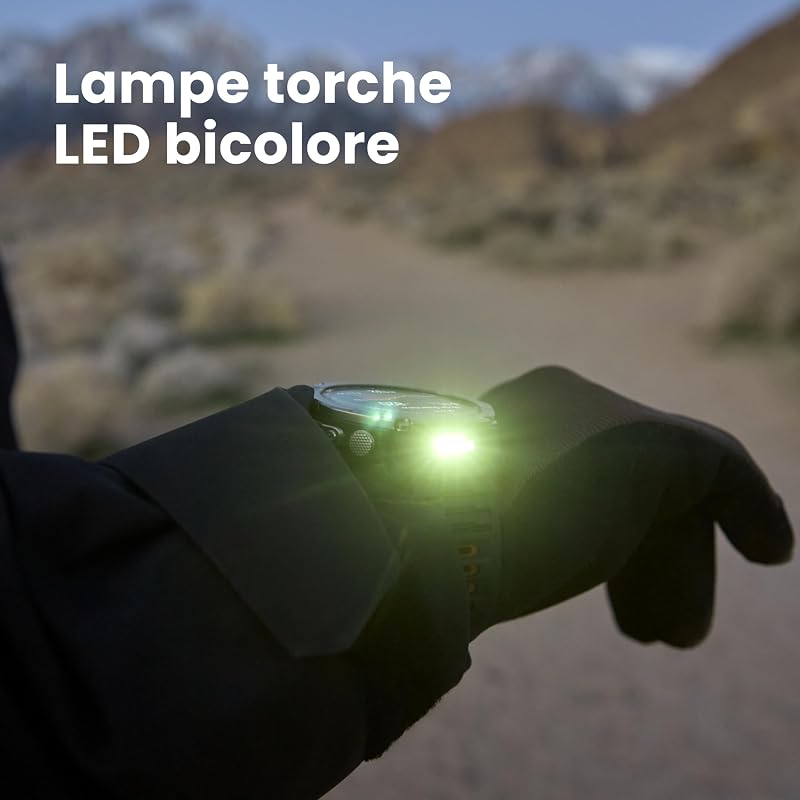 T-Rex Ultra 2 Montre Connectée Outdoor, GPS Double Bande, Boîtier Titane 51 mm, Écran AMOLED 1,5" Verre Saphir, Lampe Torche, 30 Jours Autonomie, Cartes Hors Ligne, 10 ATM, 180+ Modes Sport