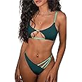 ZAFUL Women's Sexy Cutout Bikini Thong Bikini Set Tie Back Two Piece Swimsuit Bathing Suit