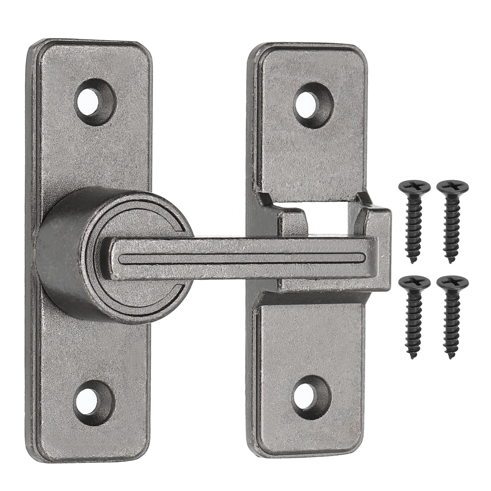 PATIKIL 180 Degree Barn Door Lock, Flip Latches Zinc Alloy Safety Sliding Door Bolt Latch Lock for Garage Bathroom Sliding Swing Open Door, Dark Gray