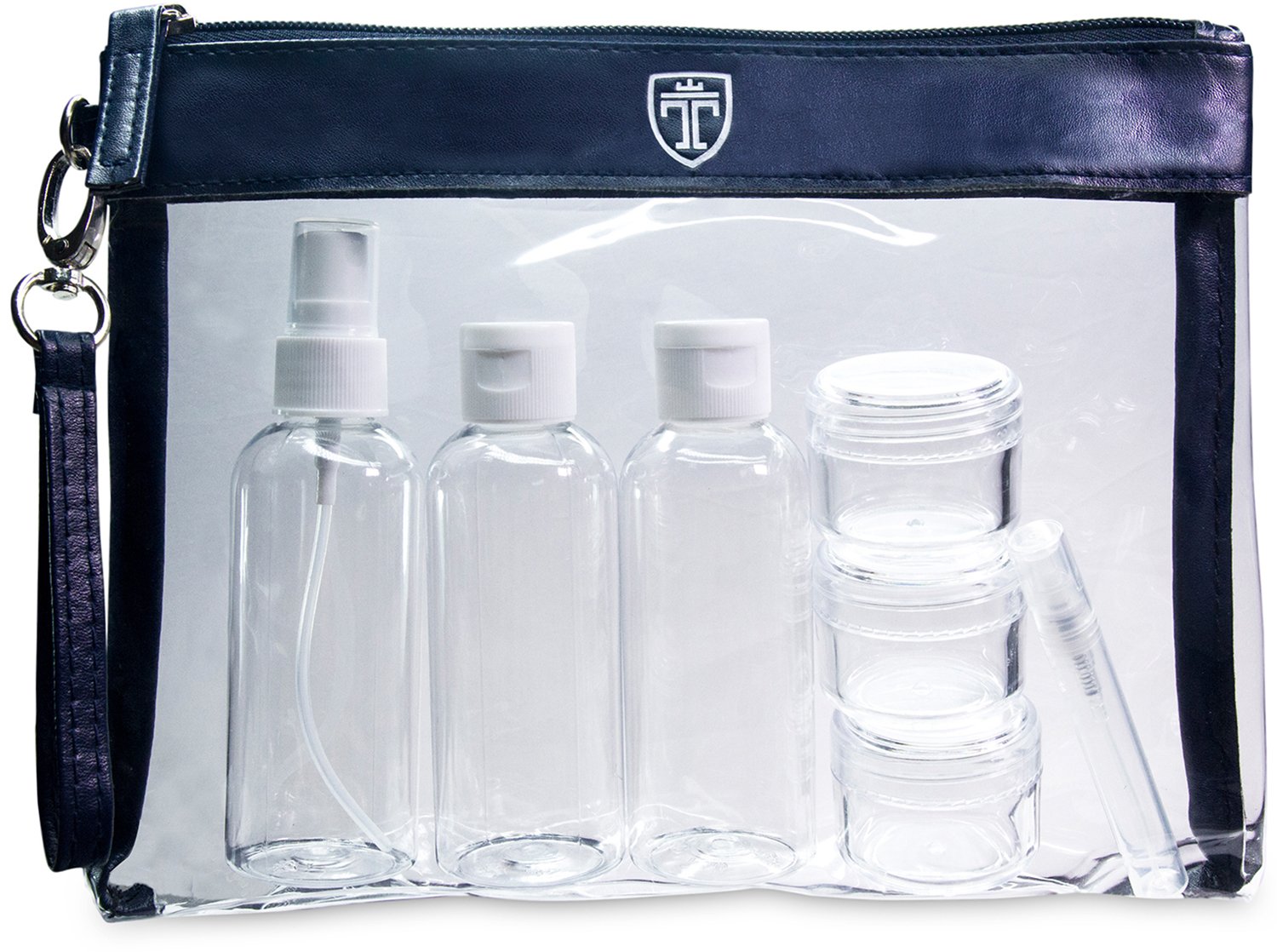 TSA Approved Clear Toiletry Bag with 7 Bottles (max.3.38oz