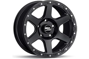 RockTrix RT112 17 inch Wheel Compatible with Jeep Wrangler JK JL 17x9 5x5 Wheels (+12mm Offset, 5.5in Backspace) 5x5 PCD, 71.5mm Bore, Black, Also fits Commander Grand Cherokee Gladiator JT Rims