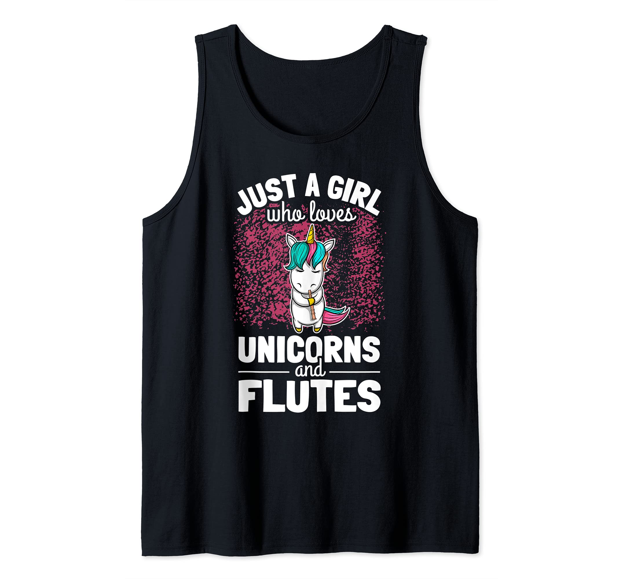 Girl Flute Player Flutist I Cute Unicorn Playing Flute Tank Top
