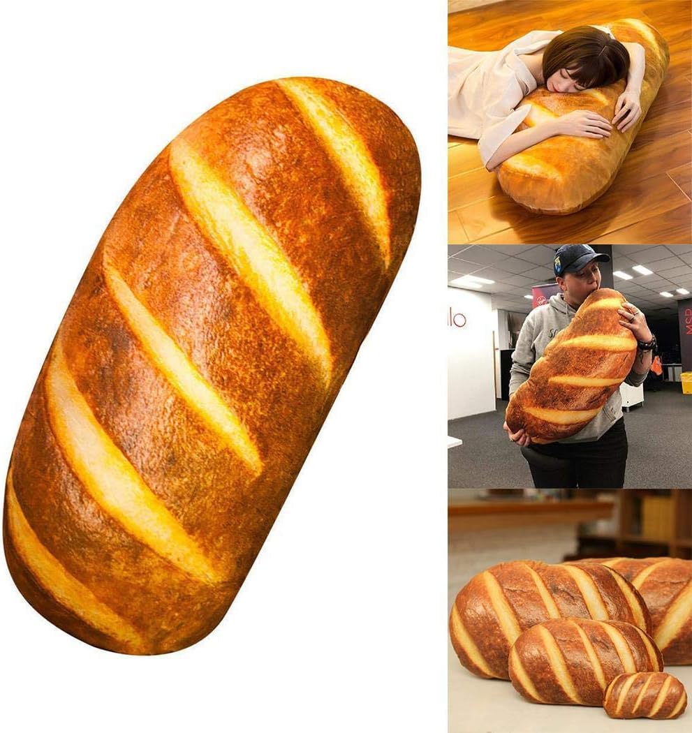 Cascat Funny 3D Simulation Bread Shape Pillow Soft Lumbar Back Cushion Plush Stuffed Toy for Home Decor