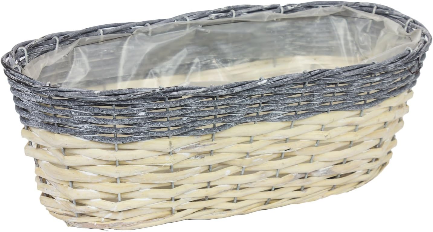 Blumentopf Natur Blumenkasten L 37,5 cm geflochten grau Flechtweide