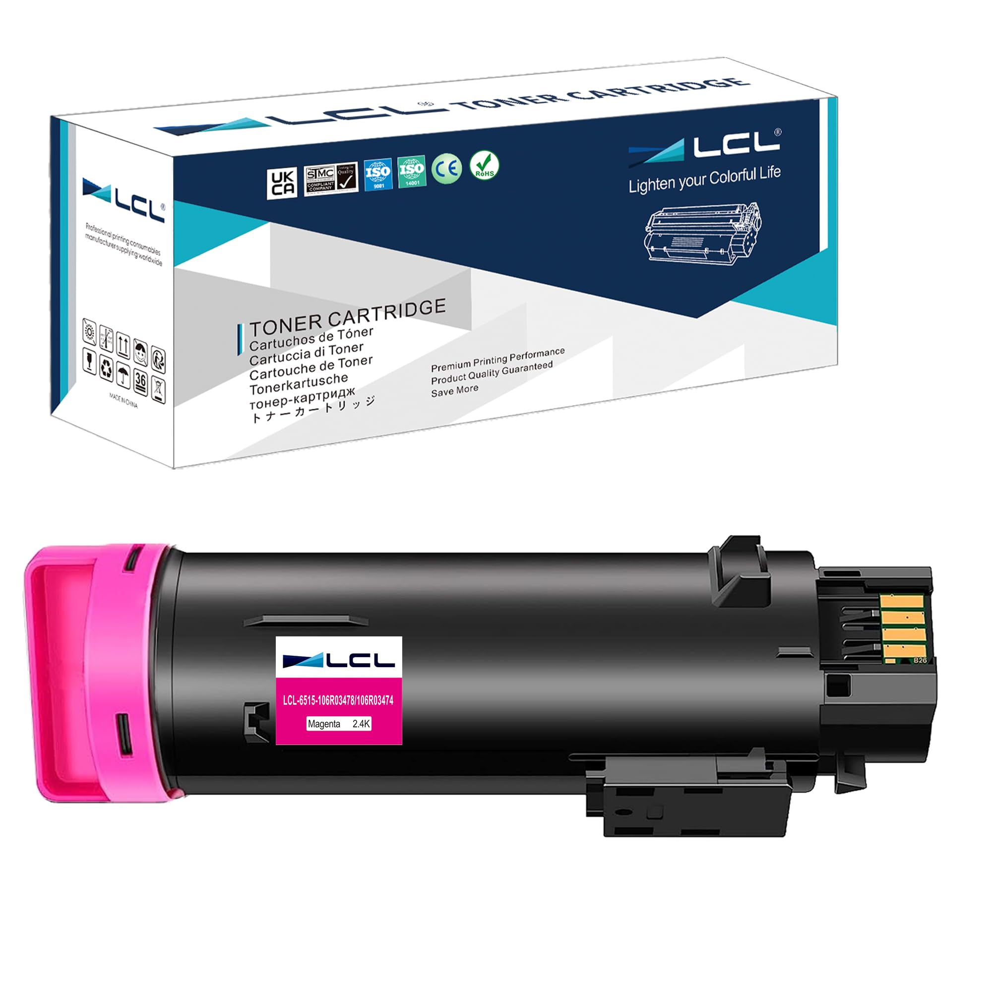 LCL 6510 6515 Toner Cartridge Replacement for Xerox 6515 6510 6515DNI 6515DNW 6515N 6515NW Replacement for Xerox 106R03478 106R03474 2400PAGES (1 Magenta)