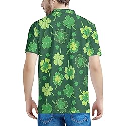 HUGS IDEA Green Clovers Polo Shirts for Men