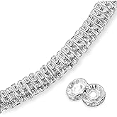 Lnngub 100 Pcs Large Hole Spacer Beads,10 mm Silver Rhinestone Spacer Beads for Pens Beadable Spacers for Beadable Pens Silver Rondelle Spacers Bead for Jewelry Making DIY Pen Bracelet Necklace