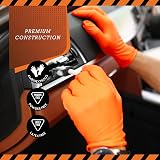 JFA Medical Large Orange Diamond Grip Nitrile Gloves Powder Free Latex Free 50 view 3