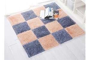 Cozylkx Puzzle Floor Mat, Plush Foam Mats, 16 Fluffy Carpet Tiles Area Rugs for Kids Room, Baby Room, Nursery Decoration