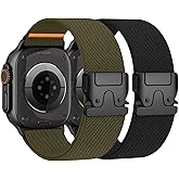 Stretchy Bands Compatible with Apple Watch Ultra 2 Band 49mm 46mm 45mm 44mm 42mm Men Women, Parachute Buckle Nylon Elastic Sport Strap Wristband for iWatch Ultra 3/SE/Series 11 10 9 8 7 6 5 4 3