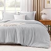 Litanika Light Grey Comforter King Size, 3 Pieces Lightweight Solid Bedding Comforter Set, All Season Fluffy Bed Set (104x90In Comforter & 2 Pillowcases)