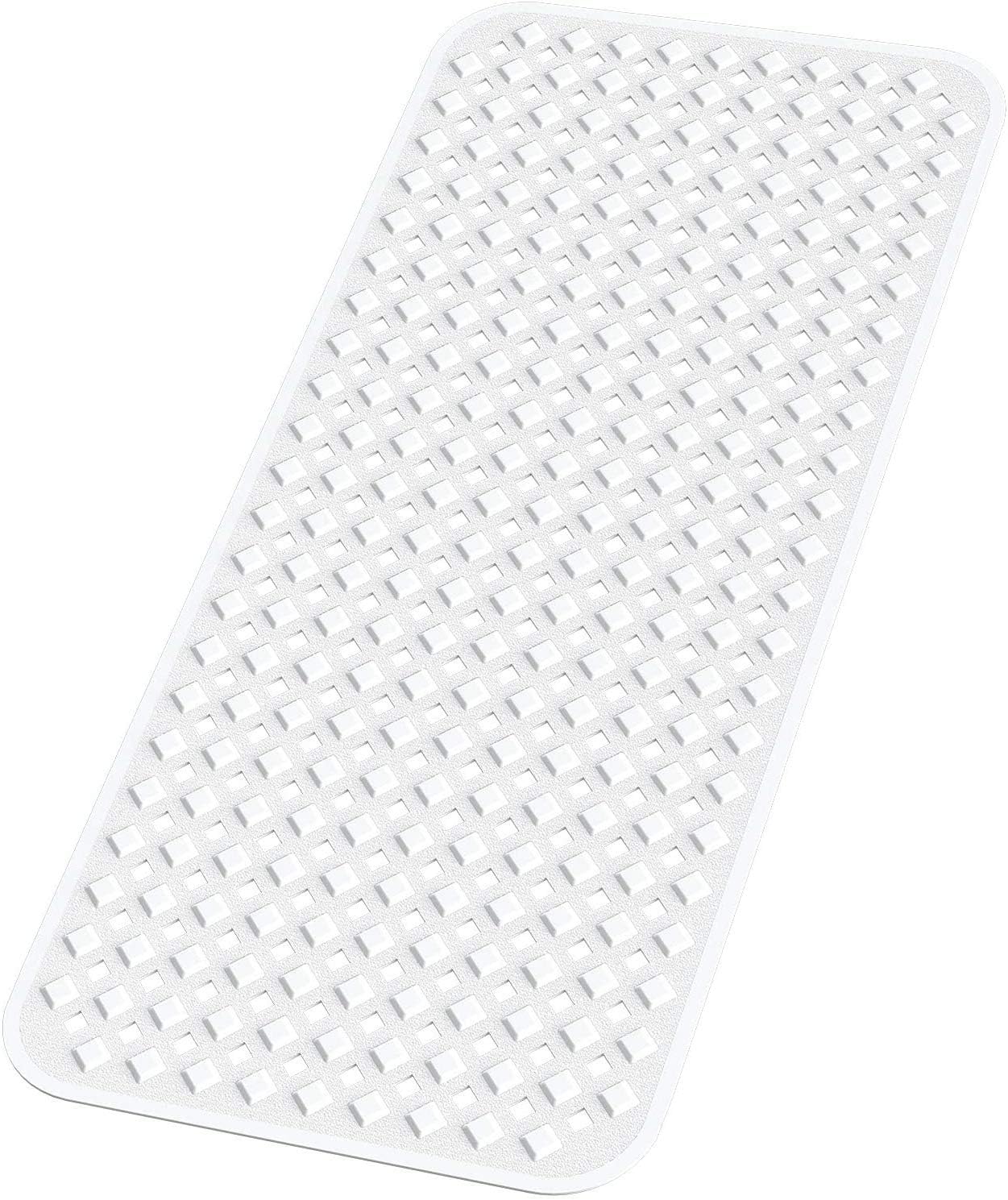 WIMAHA Non Slip Bathtub Mats Long(34.5x15.5) Shower Bath Mat for Bathroom Tub Stall,Machine Washable,Ideal for Kids Elderly Baby Solid White
