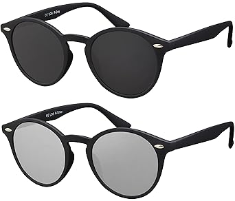 Original La Optica UV400 Unisex Retro Sonnenbrille Rund - Farben, Einzel-/Doppelpacks, Verspiegelt