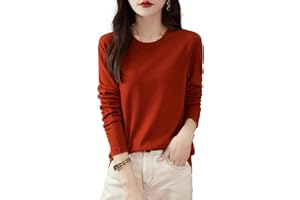 Chanyarn Women's 100% Merino Wool Base Layer Shirt Tops Crewneck Long Sleeve Travel Hiking Tee T Shirt Pullover Sweater