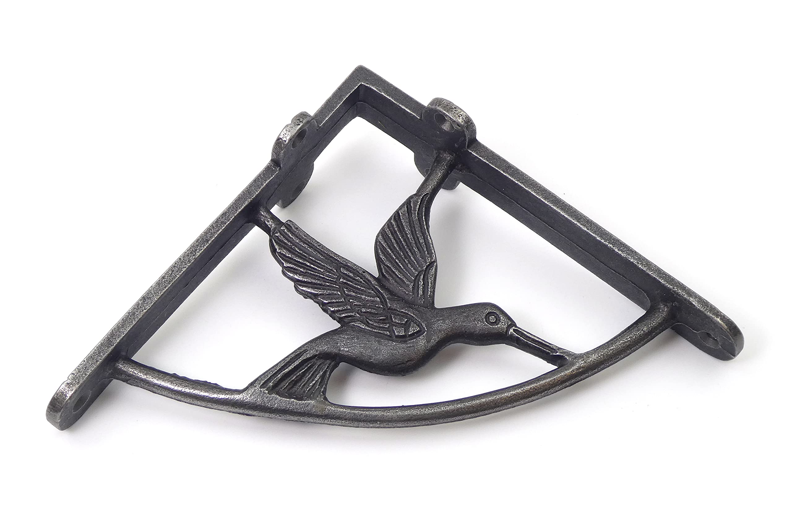 Pair of Ornate Bird Design Shelf Brackets Antique Cast Iron (6" x 6")