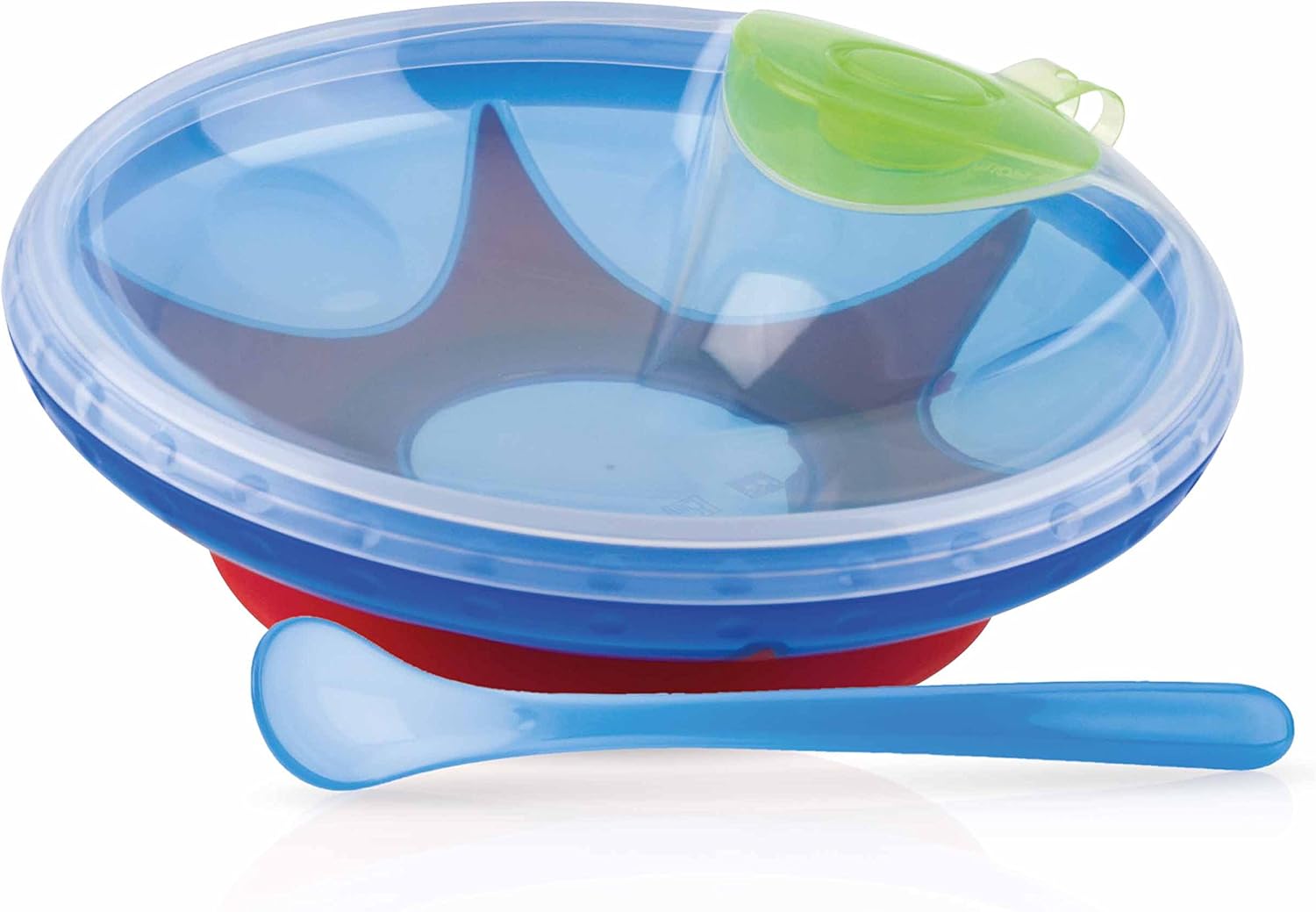 Nuby id5342blue Hot Water Plate with Suction Cup and Spoon 6 M