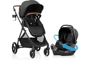 Evenflo Shyft Intuiti Travel System with Revolve180 LiteMax NXT Rotational Infant Car Seat - Black Shale