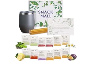 SNACK MALL - Tea Gift Sets for Tea Lovers | Tea Sets for Women | Uniquely Flavored Teas, All Natural Honey Straws and Beautiful Double Insulated Tumbler Cup