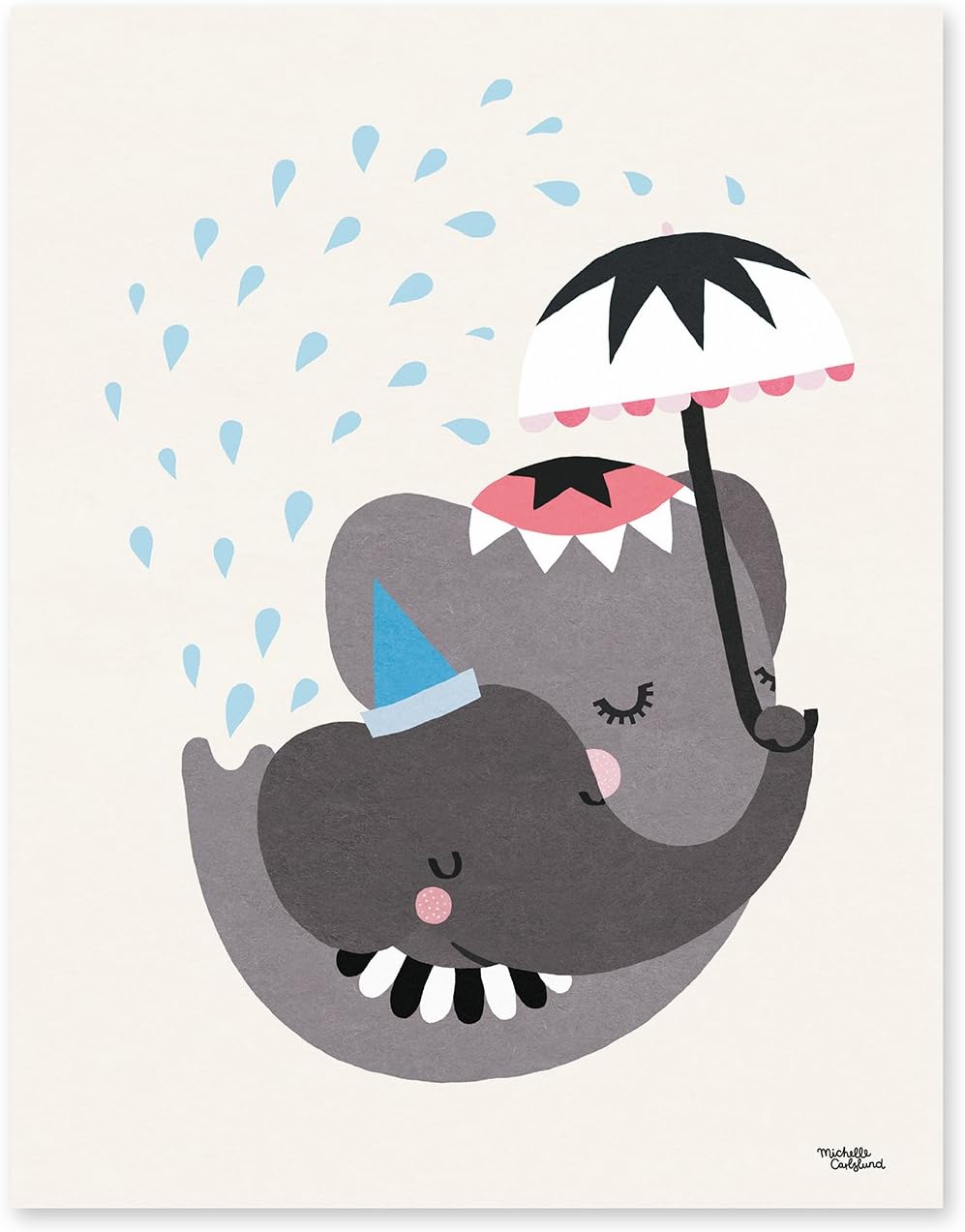 Michelle Carlslund Illustration 248 Elephant Love Poster Paper Stone Grey 40 x 30 x 0.1 cm