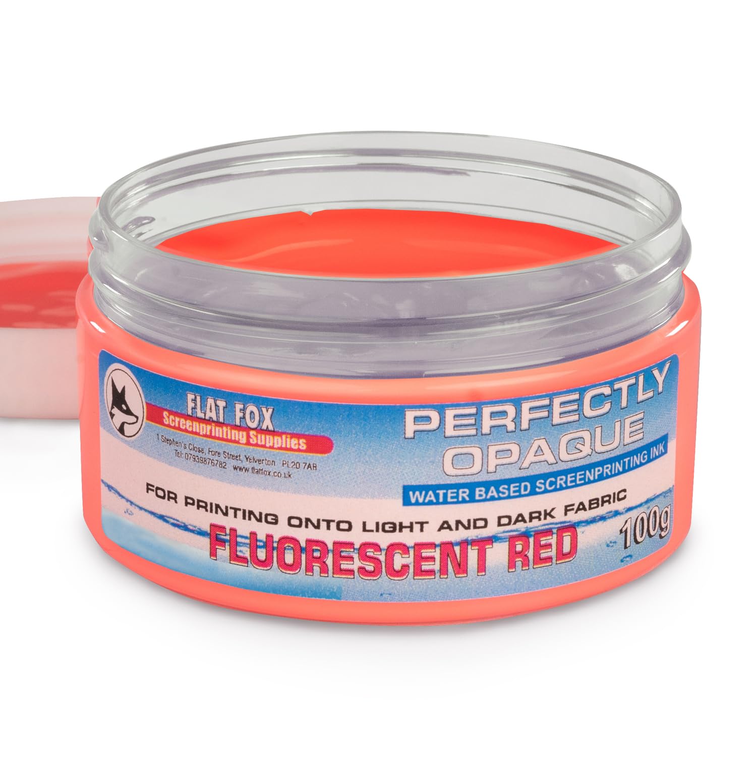 Flat Fox Screen Printing Opaque Water Based Fabric Inks (Fluorescent Red, 100g)…