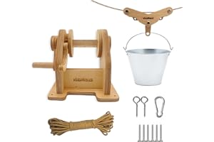 KIZIHAUS ﻿Treehouse Bucket Kit with a Hand Winch, a Cable Trolley, a Pulley and Rope for Kids | Treehouse Accessories | Kids Outdoor Playset | Playground Attachments | Kits for Backyard | Play Equipment