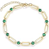 shinelab Paperclip Bracelet for Women Couple Bracelets with CZ Chain Strand Jewelry Gift for Girls