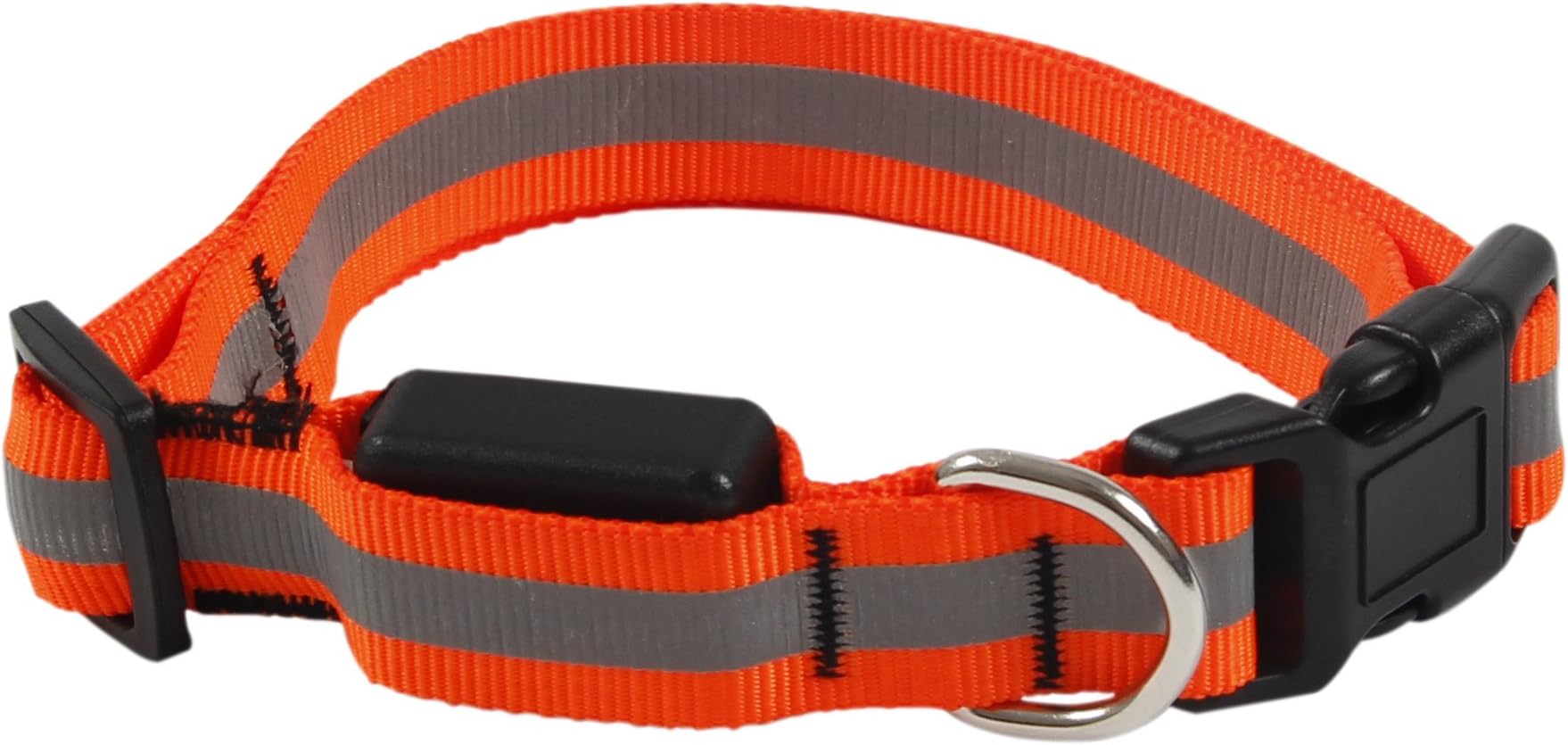 PHEENX Large LED Dog Collar High-Visibility Lead Made of Weatherproof Nylon Webbing with 2 Light Modes and Reflective Stripe Adjusts to Fit 16” to 24” Necks