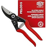 Felco F5 Pruning Shears &ndash; 8.9" All Steel Large Swiss-Made Garden Clippers| Hand Pruners for Garden &amp; Landscape | Garden Tool Cutter with Precision Bypass Blade, Forged Aluminum Body, Replaceable Parts