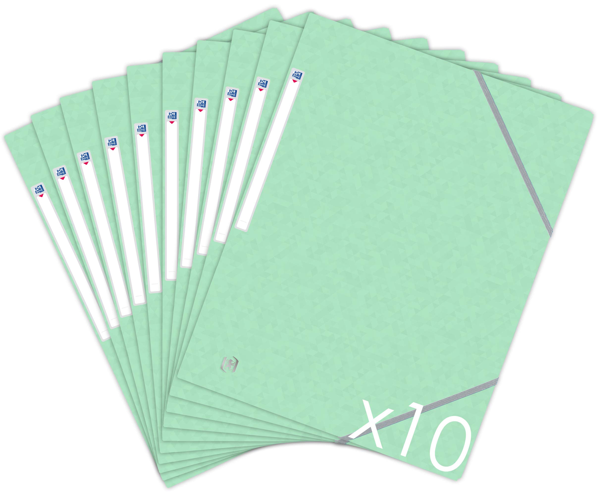 Oxford Topfile+ Pack of 10 Cardboard Folders Pastel Green