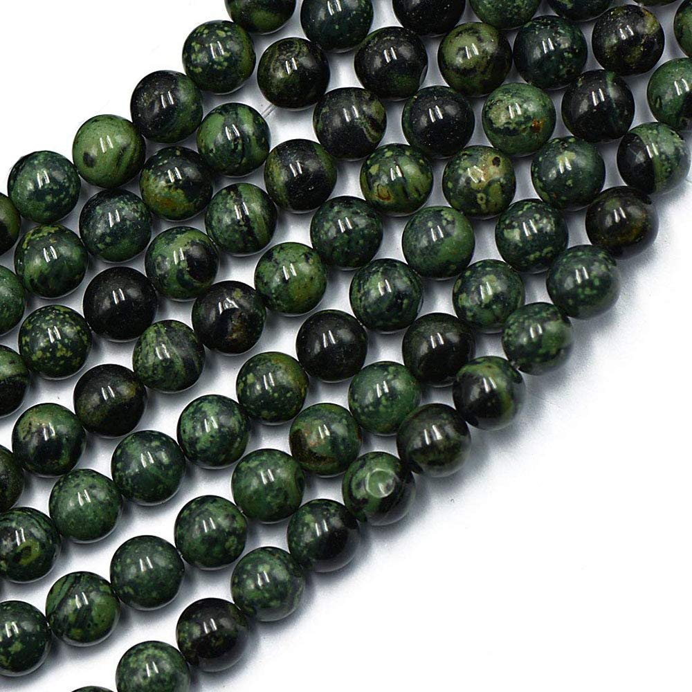 Natural Kambaba Jasper Semi Precious Gemstone Round 8mm Green Stone Beads for Jewelry Making 15 Inches(47-49pcs)