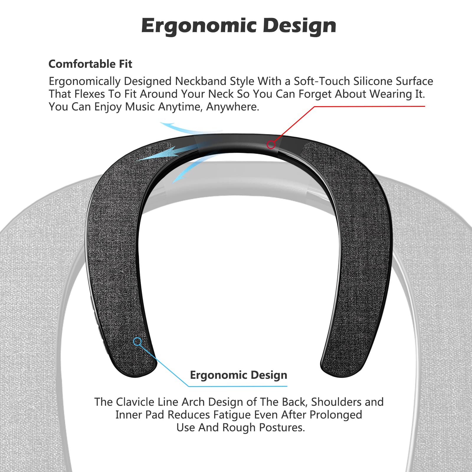 Smaloyd Bluetooth Lautsprecher Tragbarer, Wireless-Neckband,Theater Stereo Surroud Ton, mit Mikrofon,Kabelloser für Sport im Freien 4
