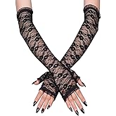 MASIKA Women's Lace Gloves, Halloween Dress Up Fingerless Gloves, Spider Web, Gothic, Role Playing Accessories