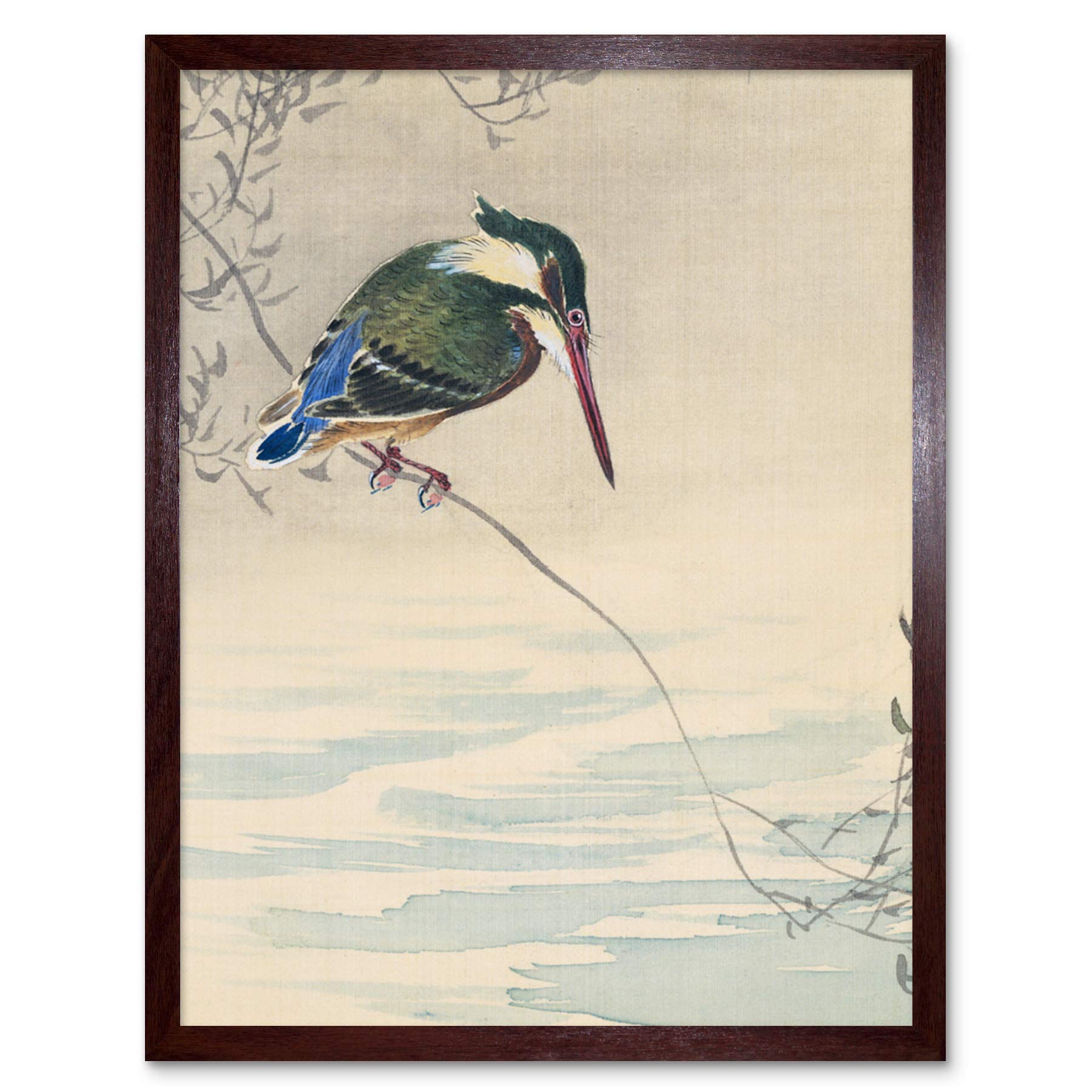 Artery8 Ohara Koson Kingfisher Bird Japanese Painting Art Print Framed Poster Wall Decor 12x16 inch