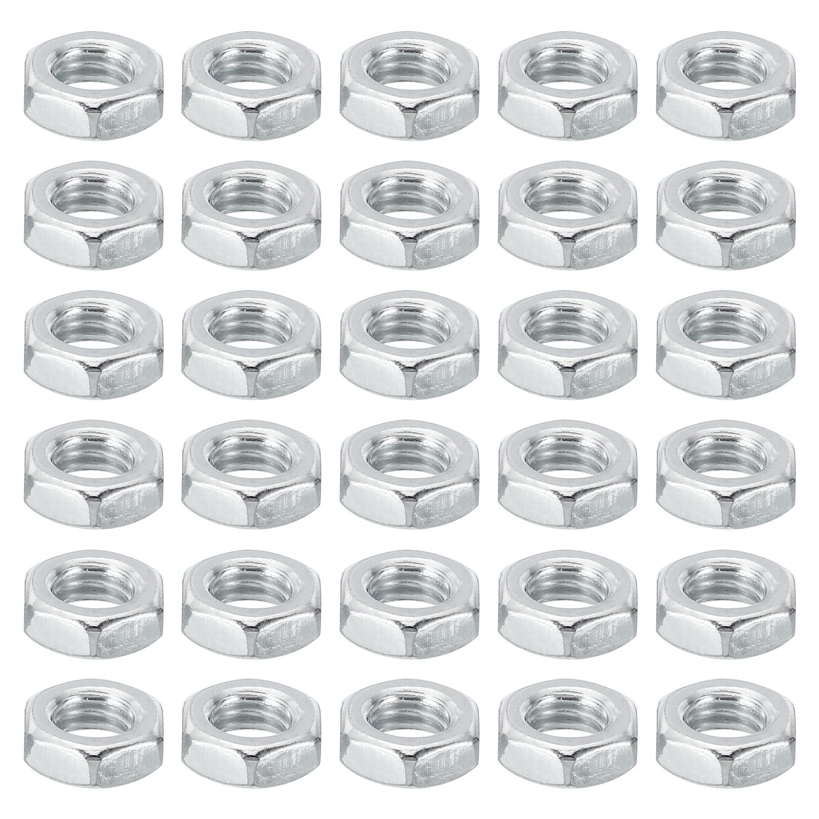PATIKIL M6x1 Steel Hex Nuts, 50 Pack Metric Thread Zinc Plated Finished Hardware Nuts Screw Bolt Fasteners for Lamps Machinery Repair 4mm Height
