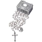 Rosary Beads Catholic for Woman,Natural White Real Pearl Rosary Beads.
