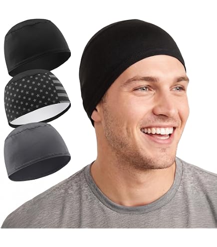 Cooling Skull Caps Black Beanie Hats Under Helmet Liner Cycling Running Sweat Wicking Fits Motorcycle Hard Hat Helmets Sleeping Caps for Men (Black Pack) : Clothing, Shoes & Jewelry